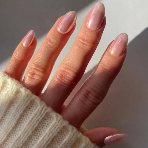 Rosé Mirage — Short Almond Pink Press-On Nails