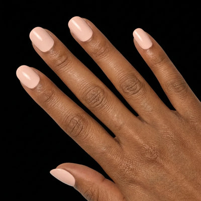 Short Squoval in Nude press-on nails on medium skin tone - Blushing Bride Instant Manicure.