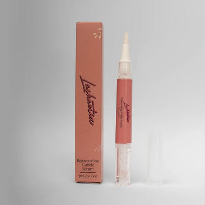 Lashnetix cuticle serum with packaging on a studio background